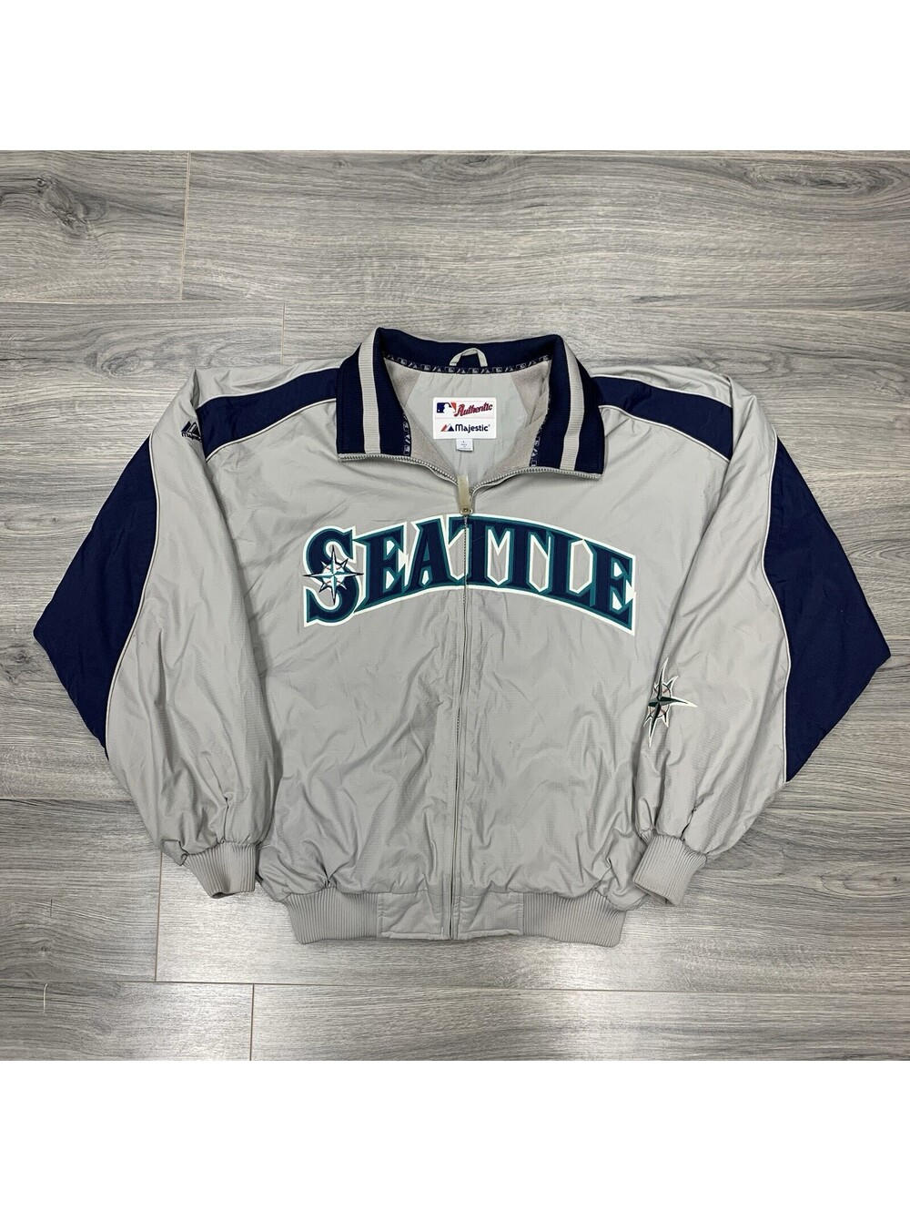 Vintage Majestic Seattle Mariners Dugout Jacket Large Men’s Rare Grey